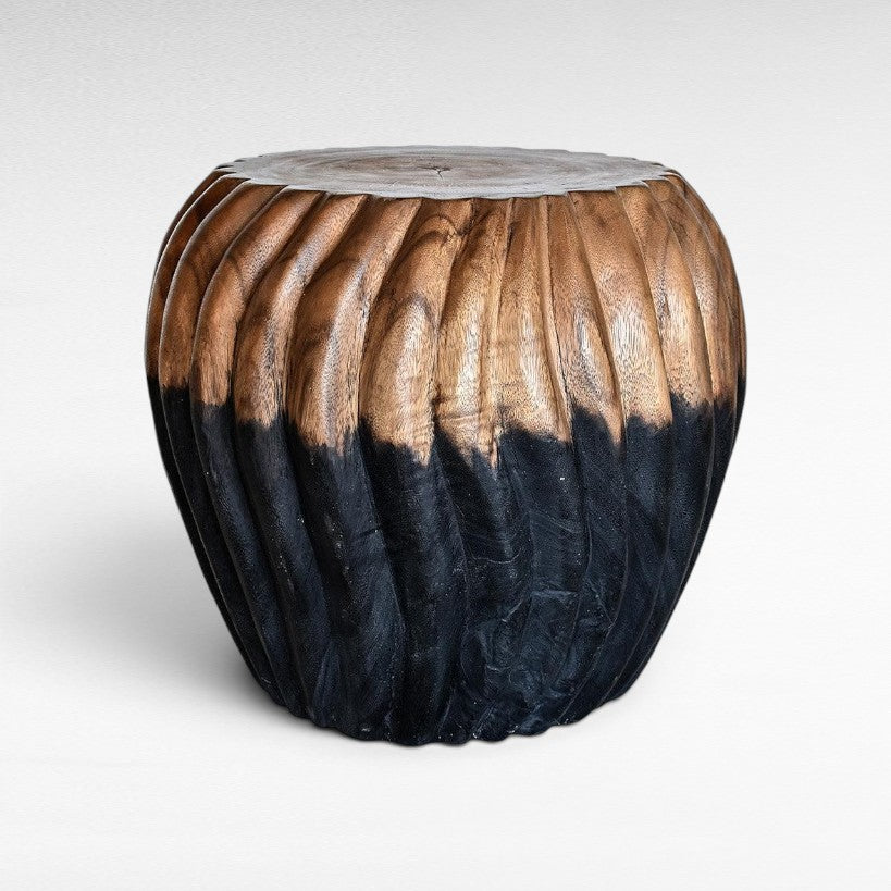 CARVED STOOL SUAR WOOD - Chora Mykonos