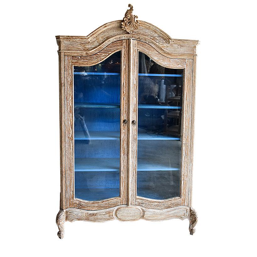 CUPBOARD WHITEWASH WITH ROYAL BLUE - Chora Barefoot Luxury Living
