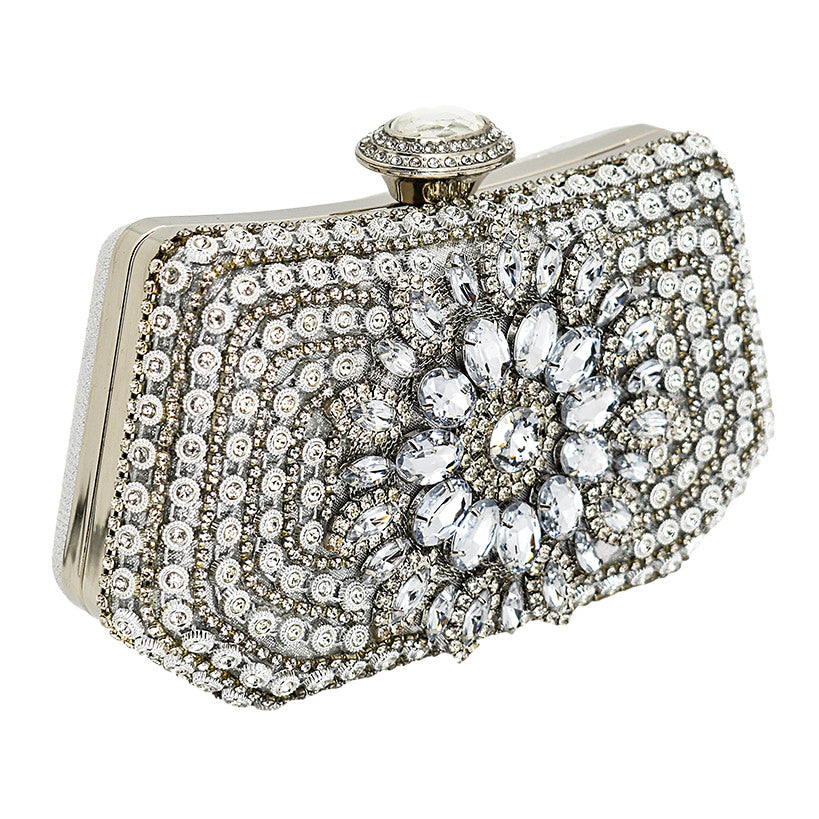 CLUTCH 1 SILVER LARGE STRASS