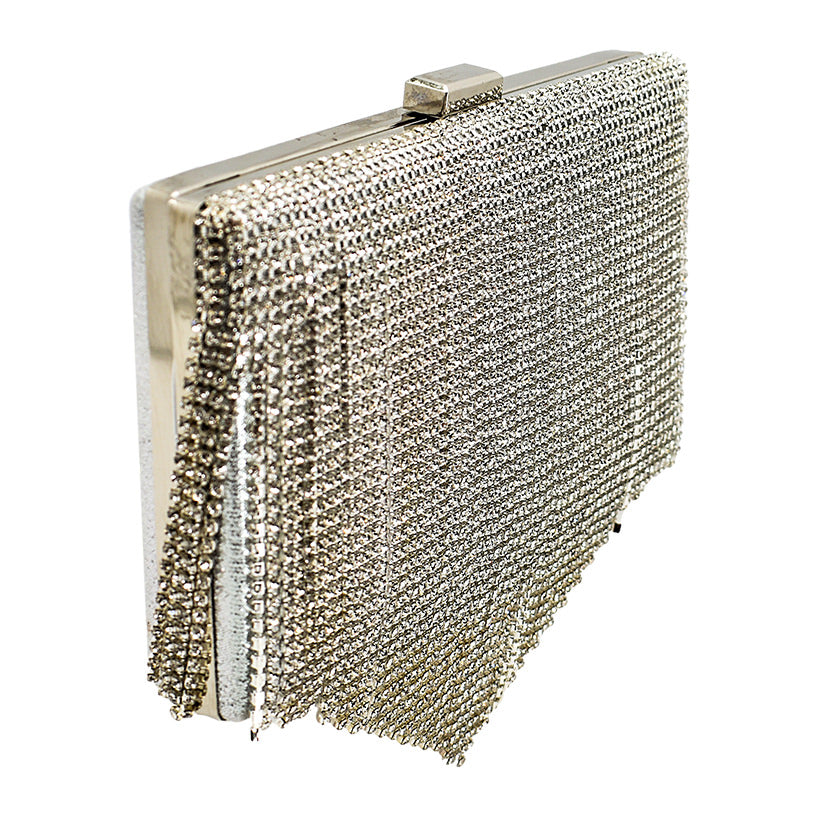 CLUTCH 7 SILVER WITH STRASS TEARS