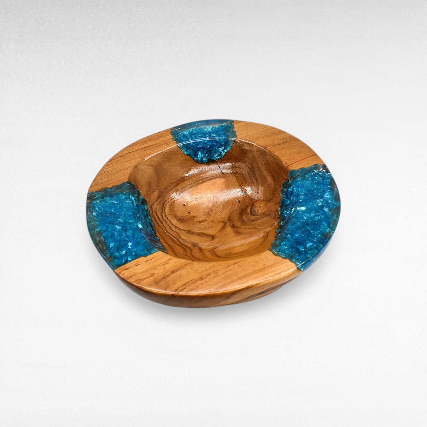 TEAK HALF BLUE RESIN CLEAR GLASS 25 CM