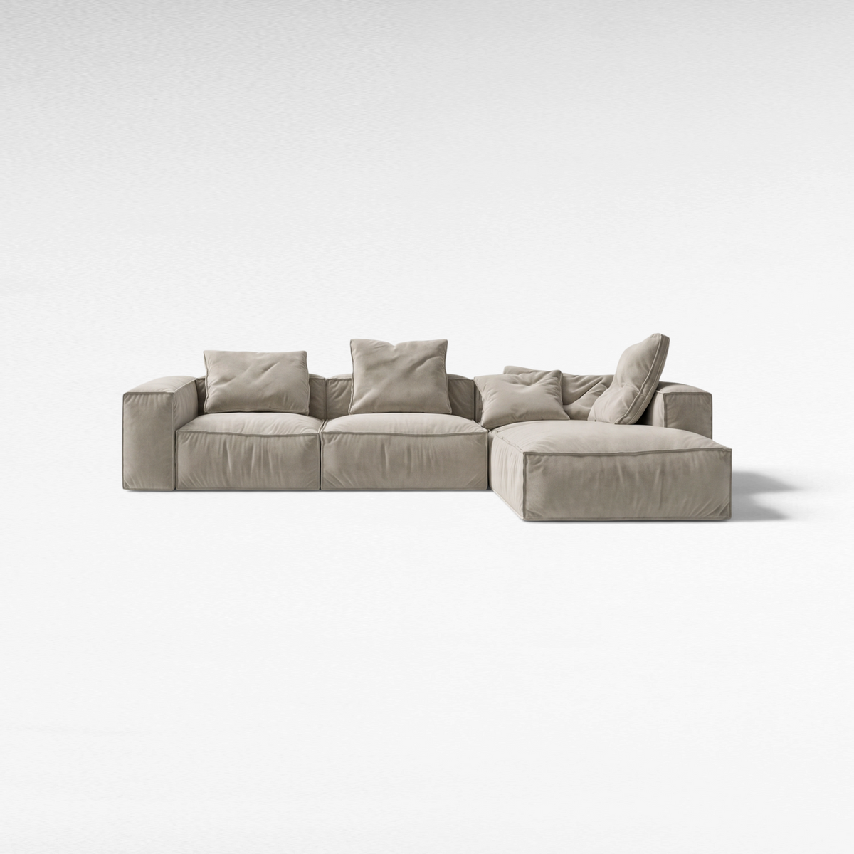 Chora Barefoot Luxury Living Sofa Color Base in beige with plush cushions, a spacious 120x270cm modular design.
