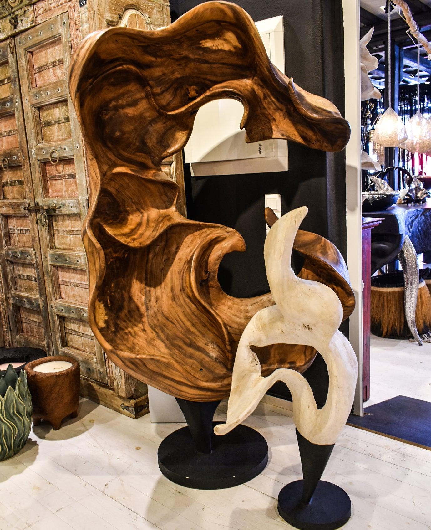 SCULPTURED TEAK WOOD NATURAL - Chora Mykonos