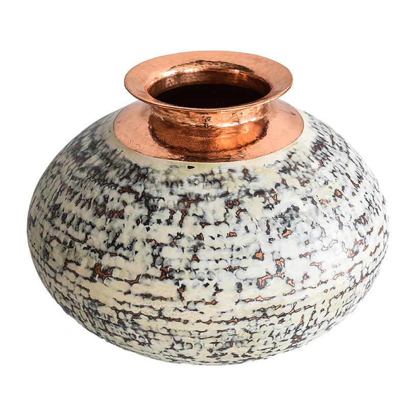 BRASS WHITE WASH VASES SET OF 3 - Chora Mykonos