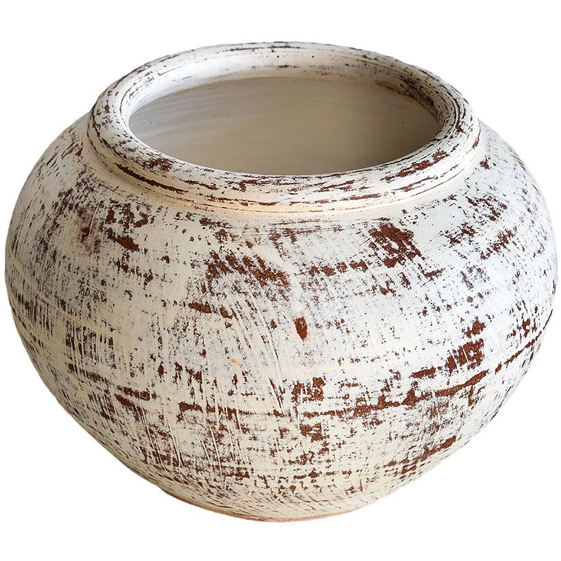 VASE TERRACOTTA WHITE WASH - Chora Mykonos
