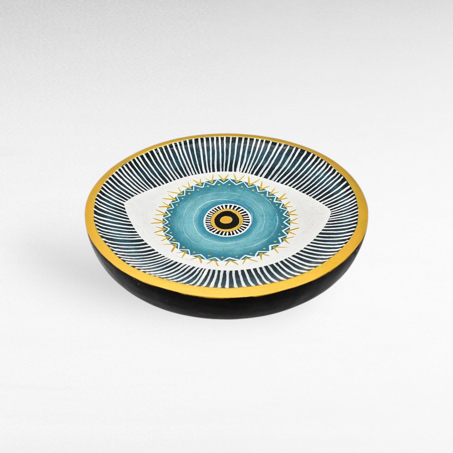 HANDPAINTED TEAK BOWL - Chora Mykonos