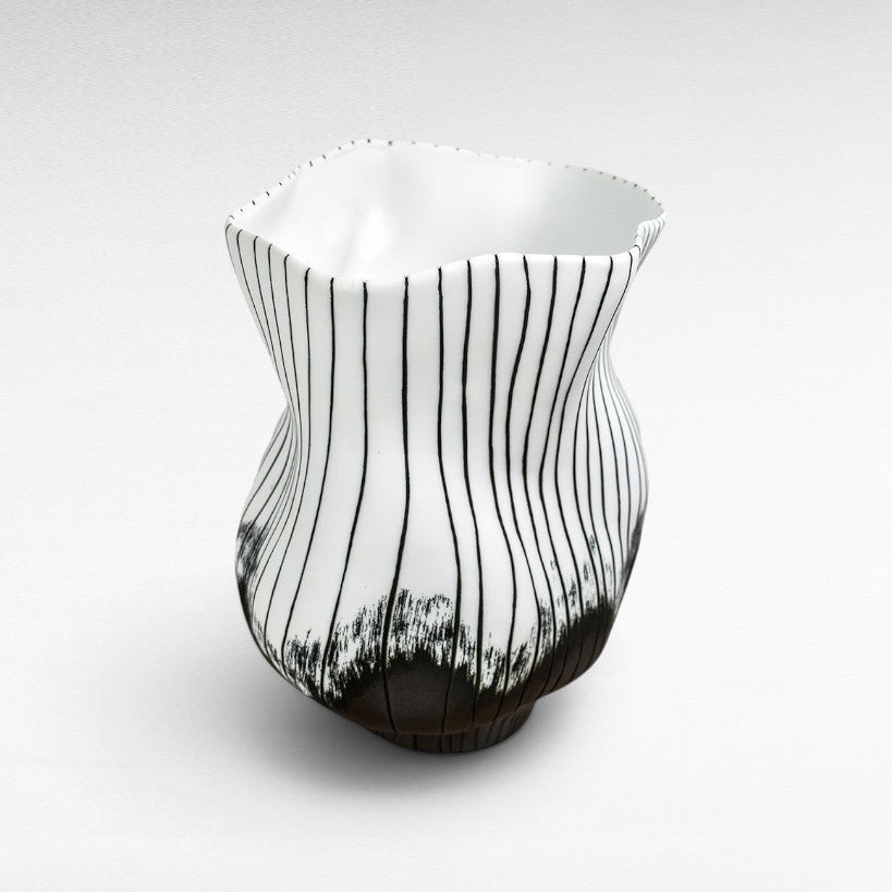 VASE PORCELAIN BLACK & WHITE Φ34 |H35 CM