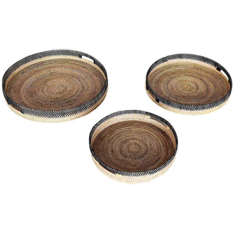 TRAY RATTAN SET OF 3 - Chora Mykonos