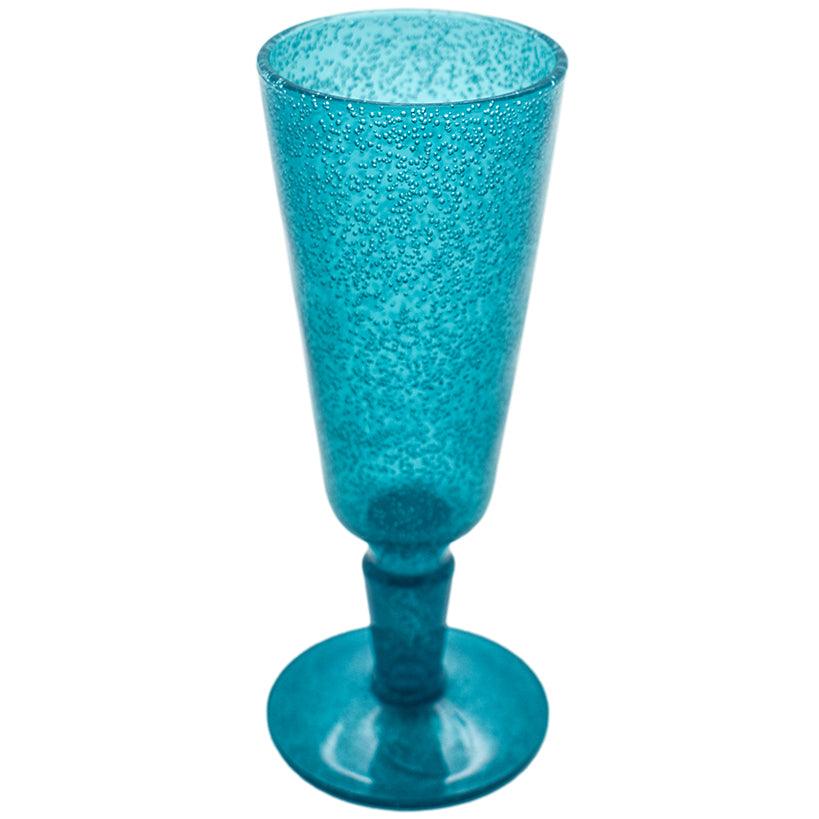 TURQUOISE SYNTHETIC CRYSTALFLUTE GLASS 8x8x18cm - Chora Mykonos