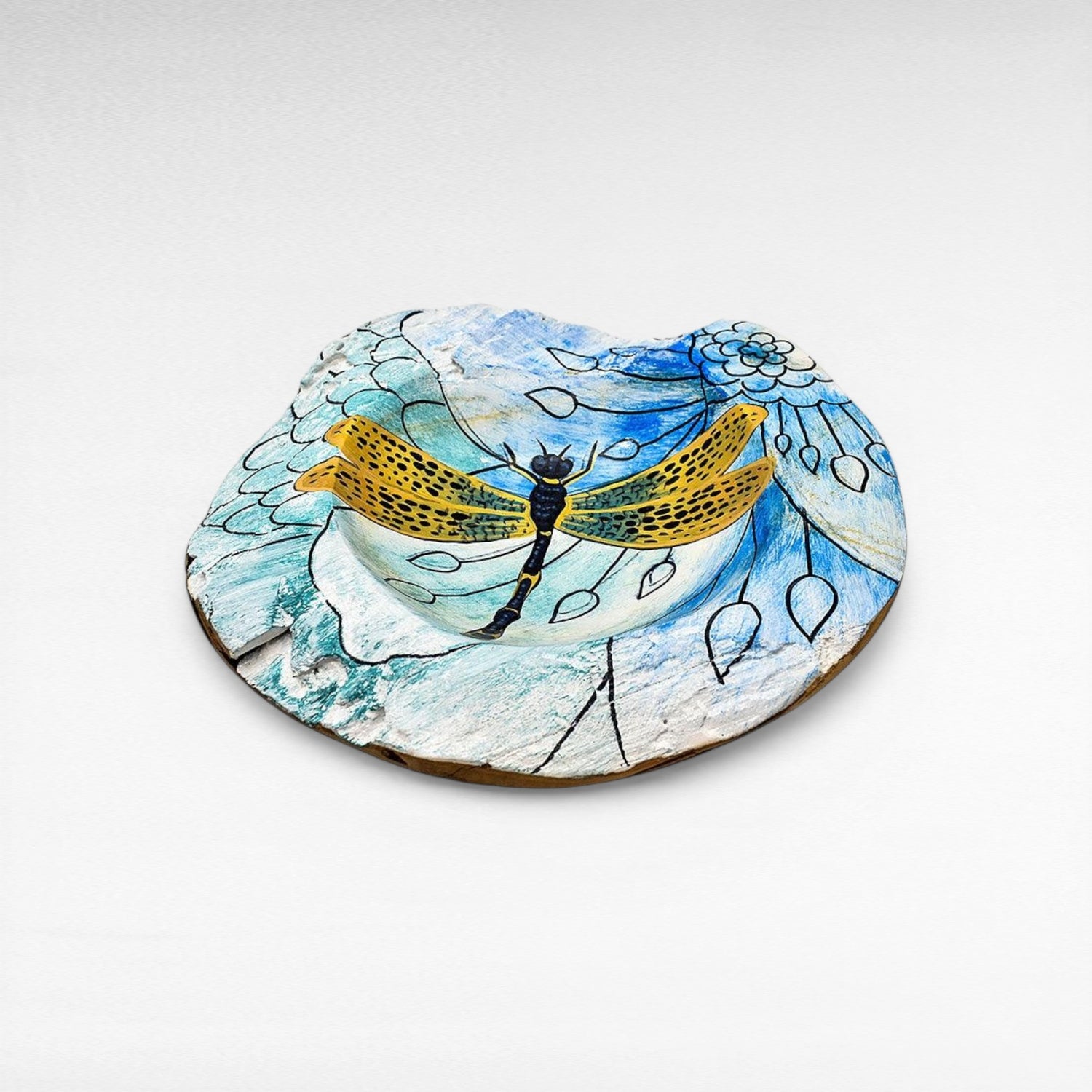 HANDPAINTED TEAK BOWL - Chora Mykonos