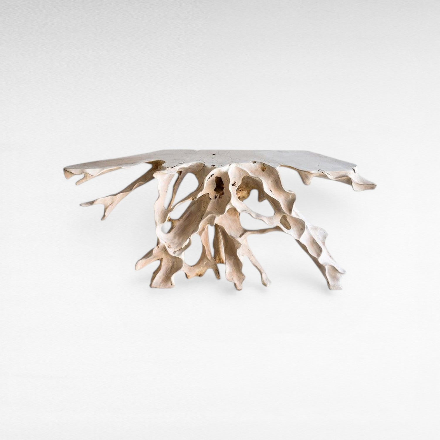 CARVED TEAK CONSOLE W/ GLASS - Chora Mykonos