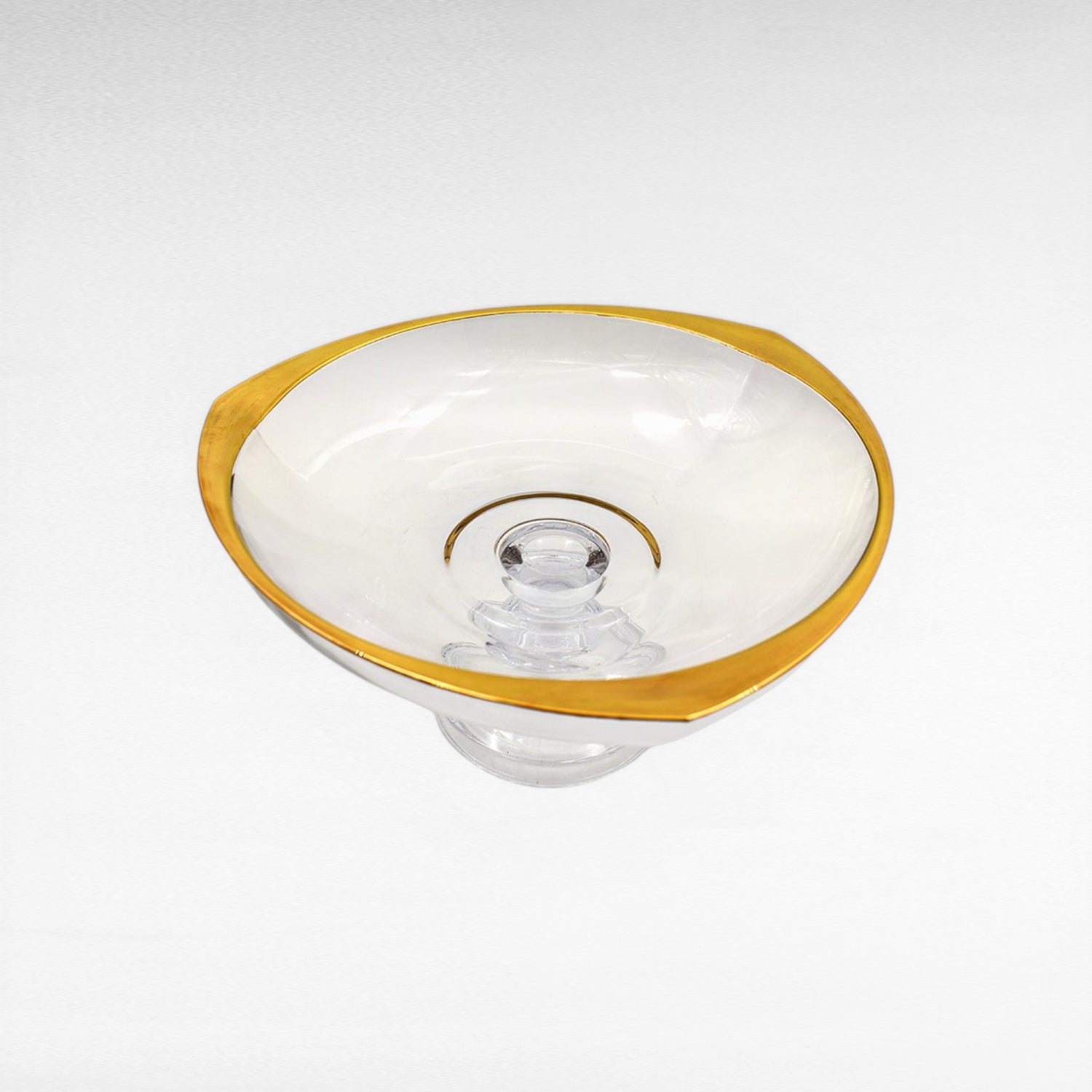 CRYSTAL AND GOLD SERVING BOWL WITH LEG