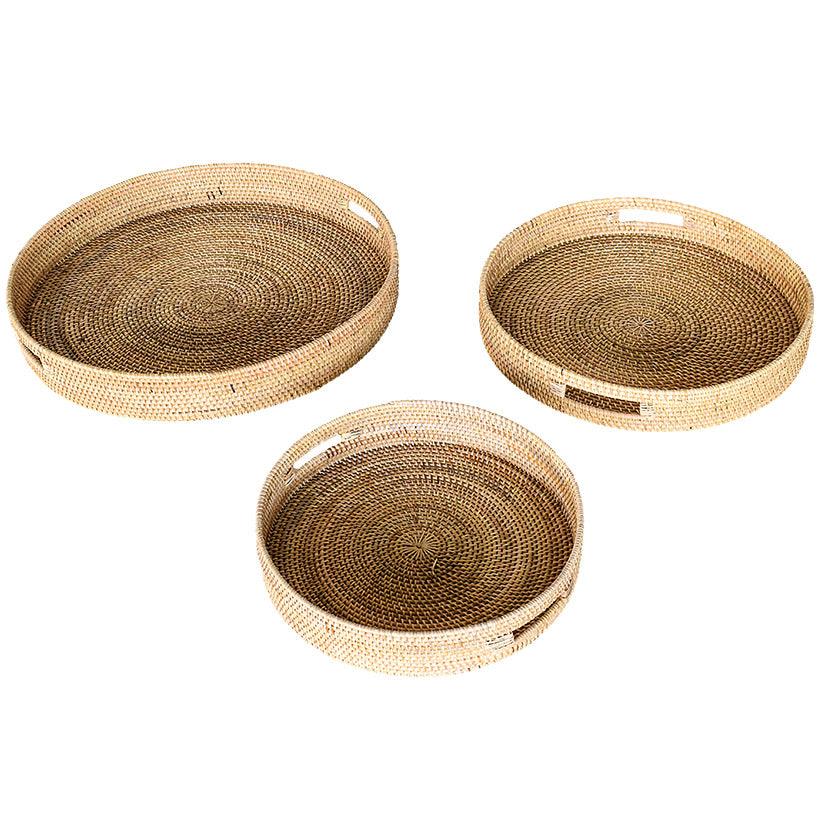 TRAY RATTAN SET OF 3 - Chora Mykonos