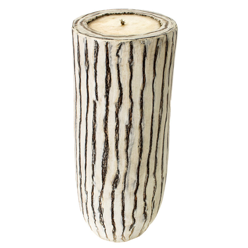 PALM POT CANDLE WHITE WASH