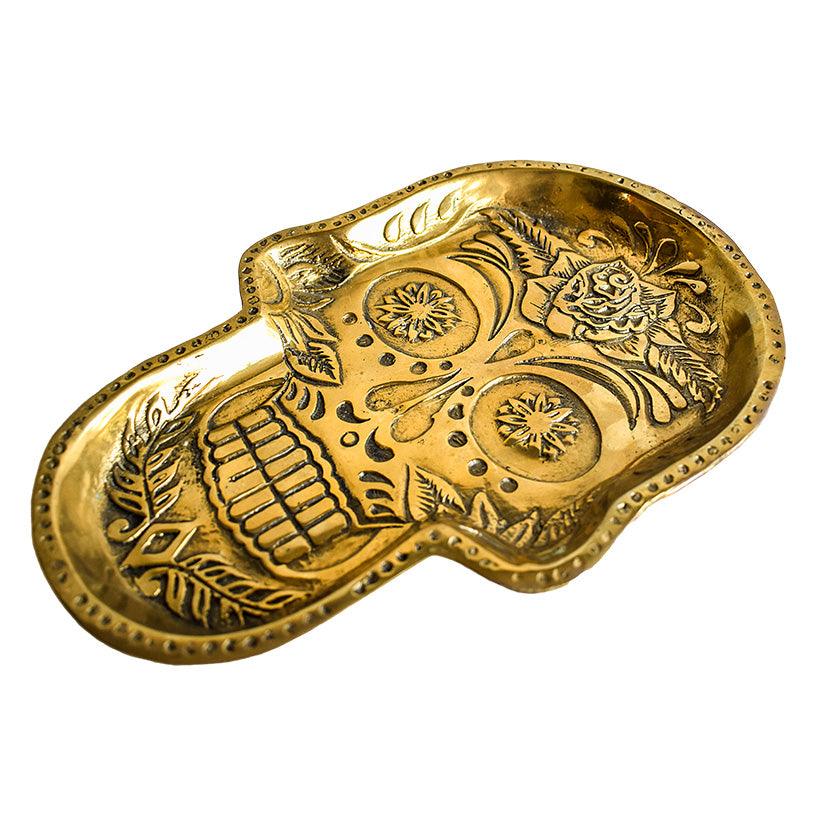 Medium Gold Brass Skull Plate - Chora Barefoot Luxury Living