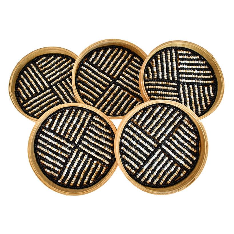 Set of 5 Beaded Coasters - Chora Barefoot Luxury Living