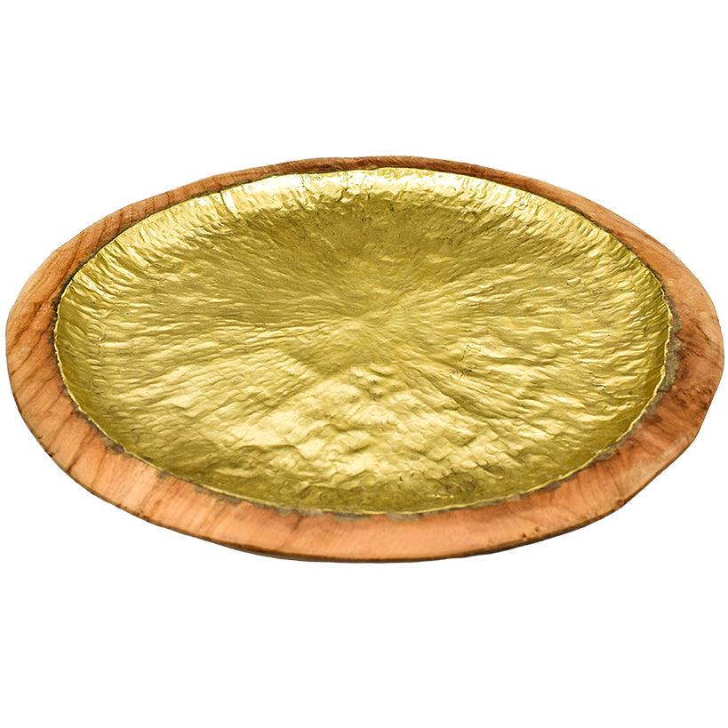 WOODEN TRAY GOLD PLATED - Chora Mykonos