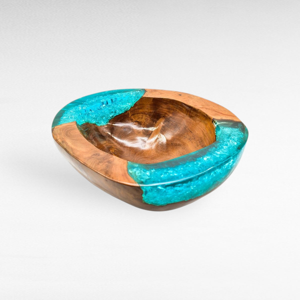 TEAK BOWL RESIN TURQUOISE 30x25x9cm - Chora Mykonos