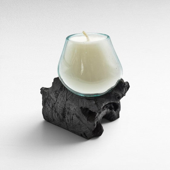 BLOWN GLASS CANDLE / BLACK ROOT 15x12x13cm - Chora Mykonos