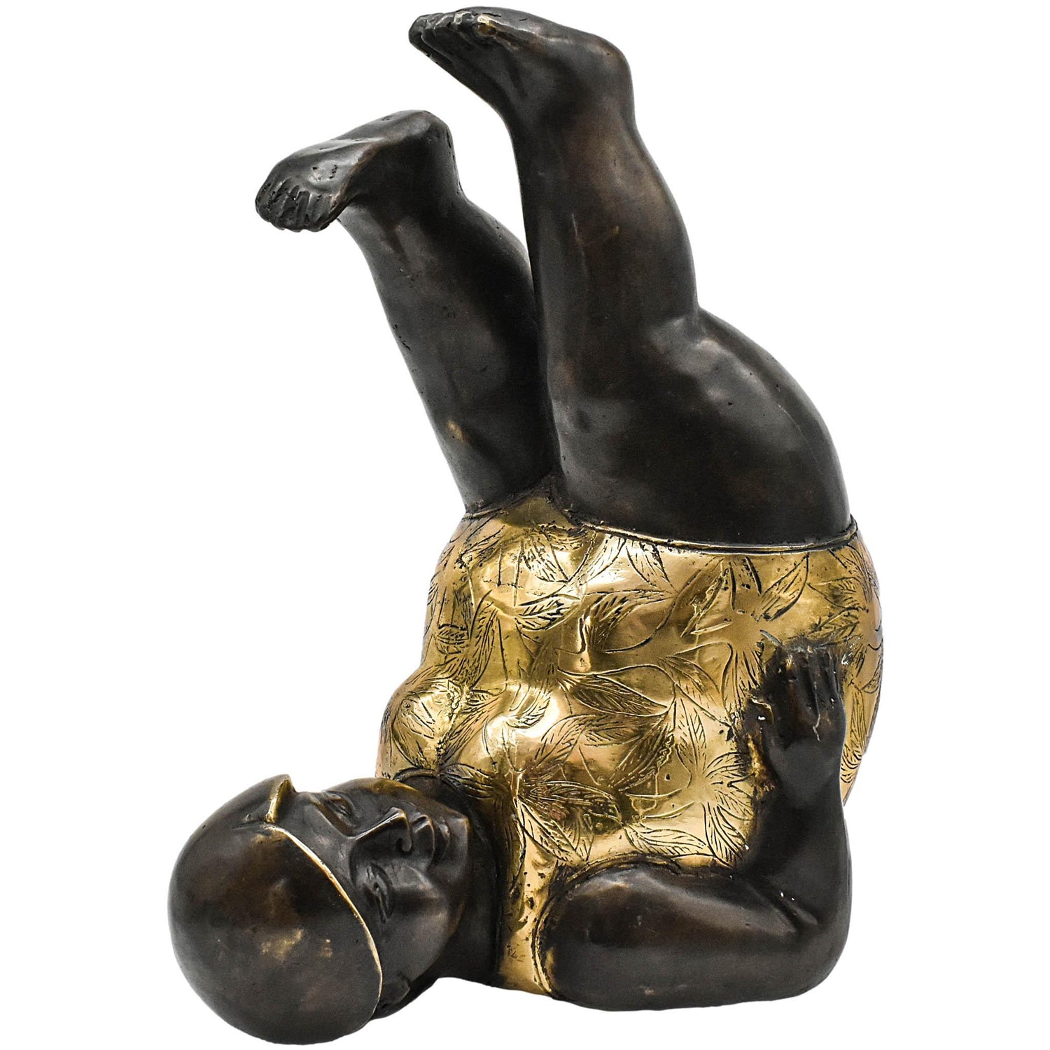 FIGURINE YOGA BRONZE BLACK & GOLD XL 50x30x70cm - Chora Mykonos