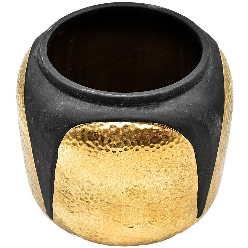 HAMMERED BLACK AND GOLD VASE - Chora Mykonos