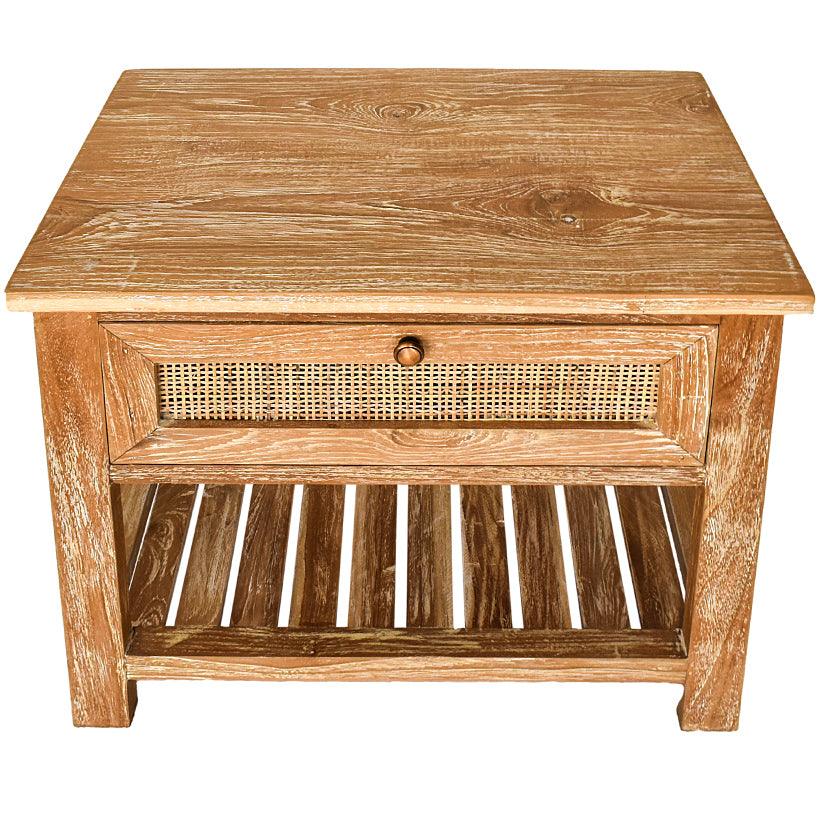 BEDROOM SIDE TABLE WITH VIENNESE RATTAN 60x40x50cm - Chora Mykonos