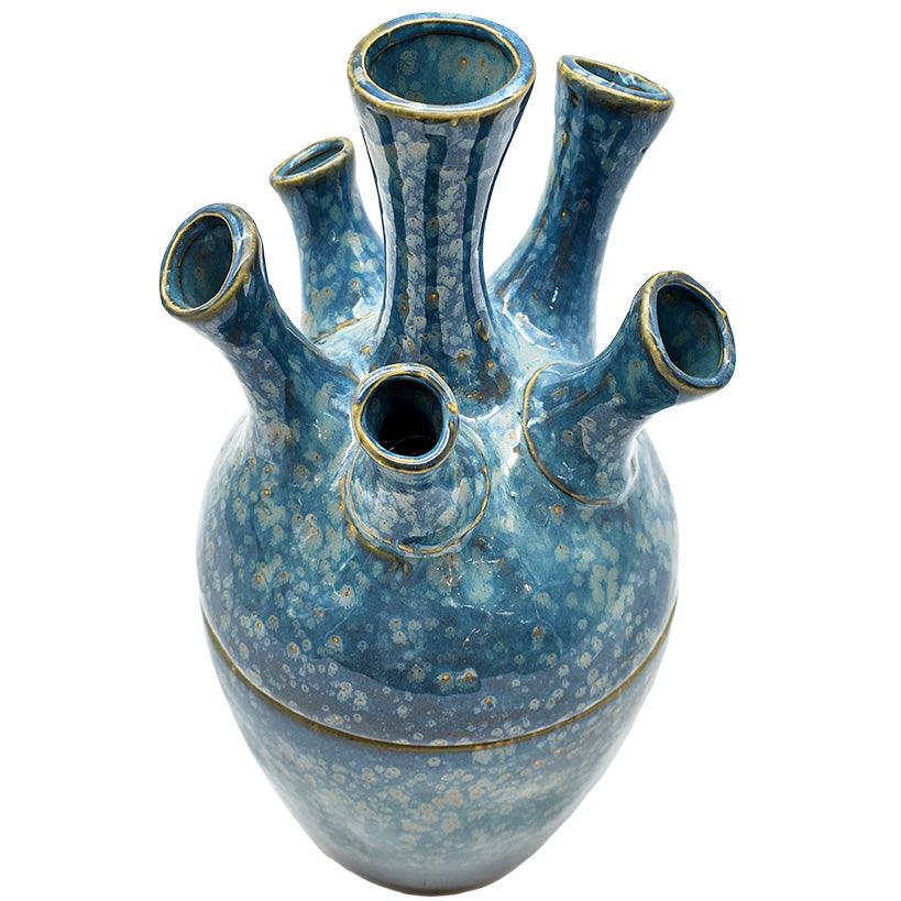 HEART VASE BLUE 14.5x29.5cm - Chora Mykonos