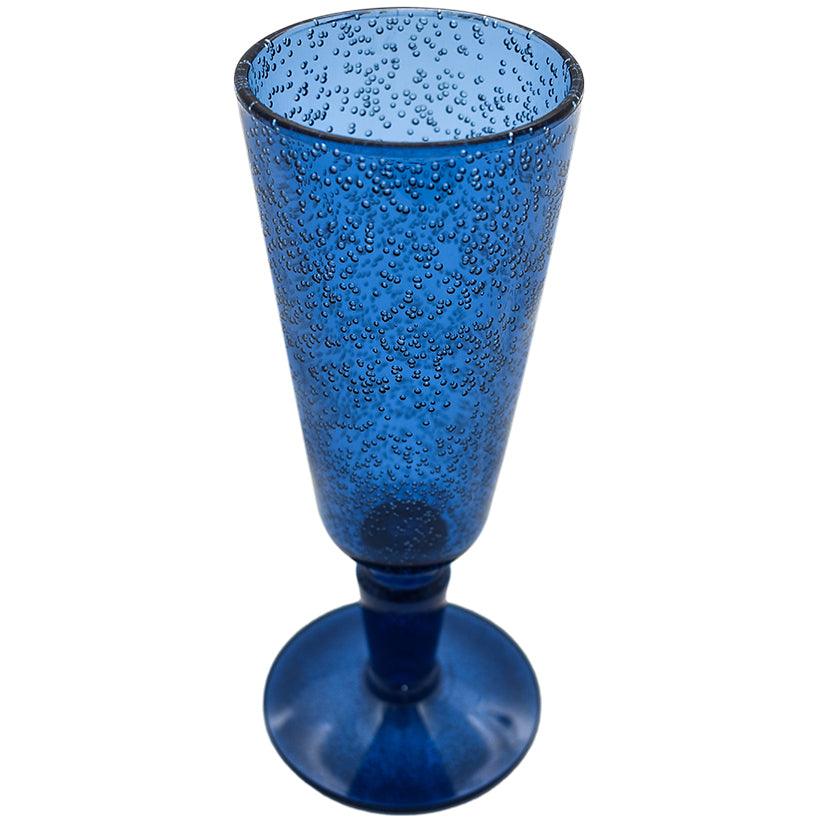 DEEP BLUE SYNTHETIC CRYSTAL FLUTE GLASS 8x8x18cm - Chora Mykonos