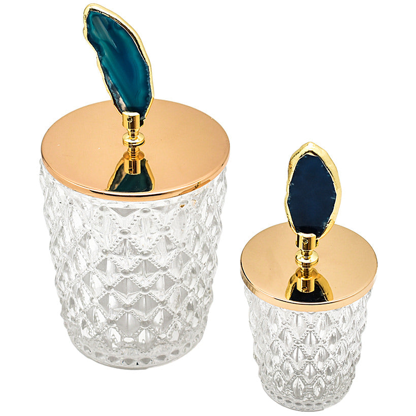 DECOR BOWL WITH AGATE LID DECOR LARGE set of 2