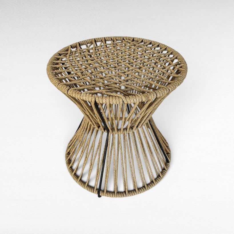 METAL AND NATURAL ROPE SIDE TABLE 60x60x60cm - Chora Mykonos