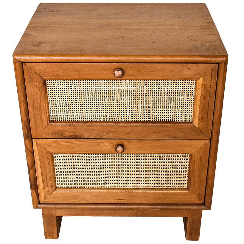 BEDROOM SIDE TABLE WITH VIENNESE RATTAN - Chora Mykonos