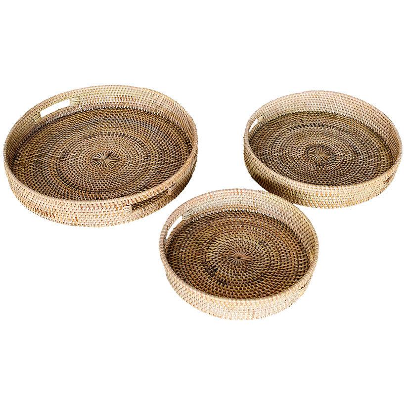TRAY RATTAN SET OF 3 - Chora Mykonos