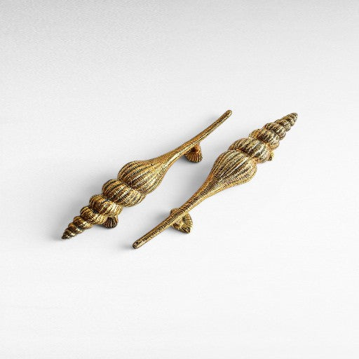 Seaside Brass Polished Large Shell Door Pull - Chora Barefoot Luxury Living