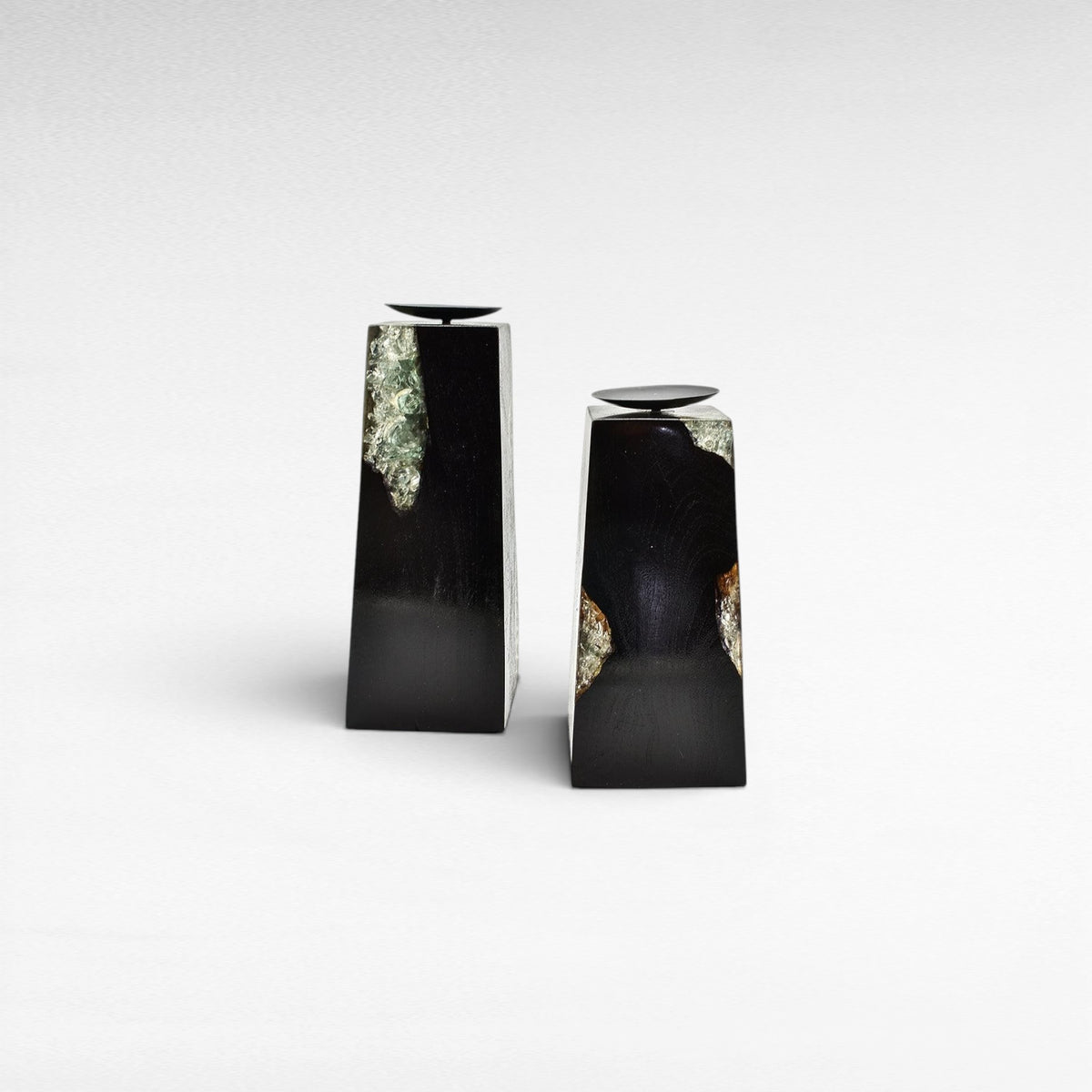 CANDLE HOLDER BLACK SET OF 2 - Chora Mykonos