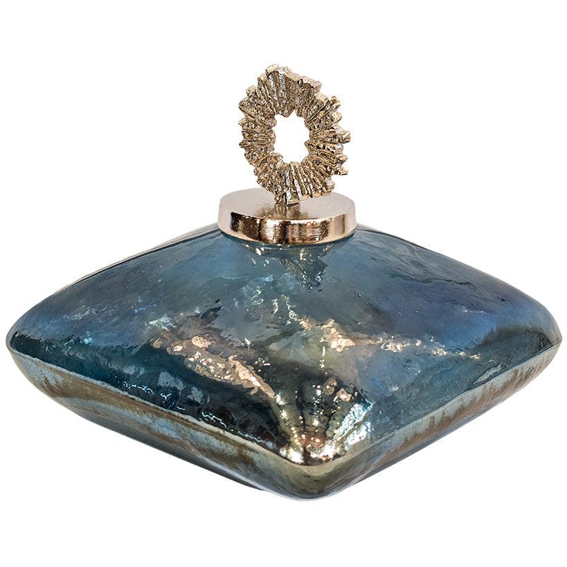 NICKEL GLASS ALUMINIUM BOTTLE 28x28x24CM - Chora Mykonos