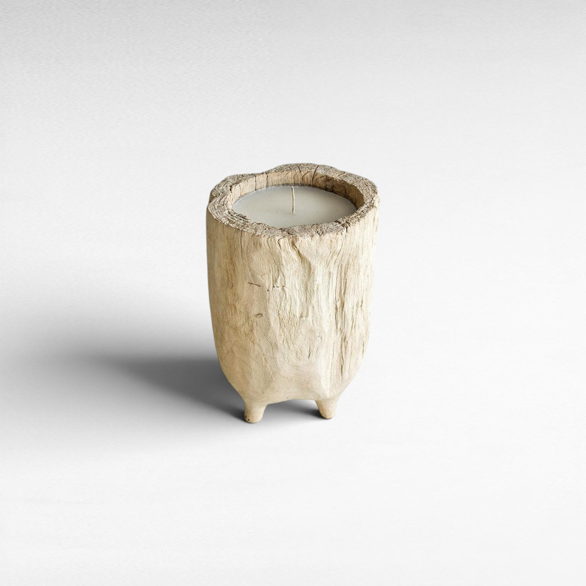CANDLE TEAK WOOD BLEACHED 40x40x40cm - Chora Mykonos