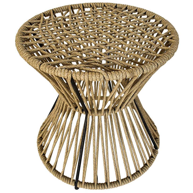 METAL AND NATURAL ROPE SIDE TABLE 60x60x60cm - Chora Mykonos