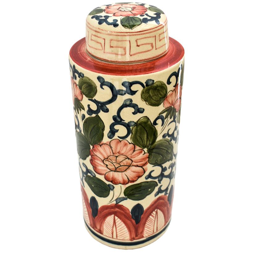 HANDPAINTED VASE WITH LID - Chora Mykonos