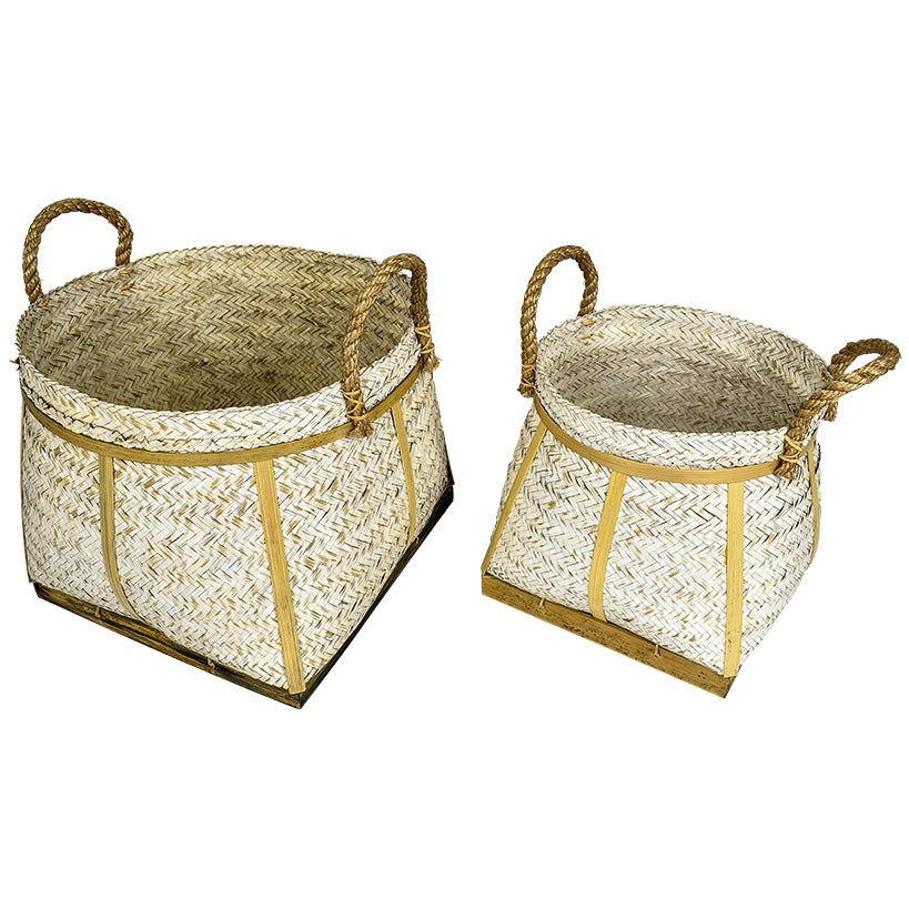 BAMBOO BASKET SET OF 2 WHITE