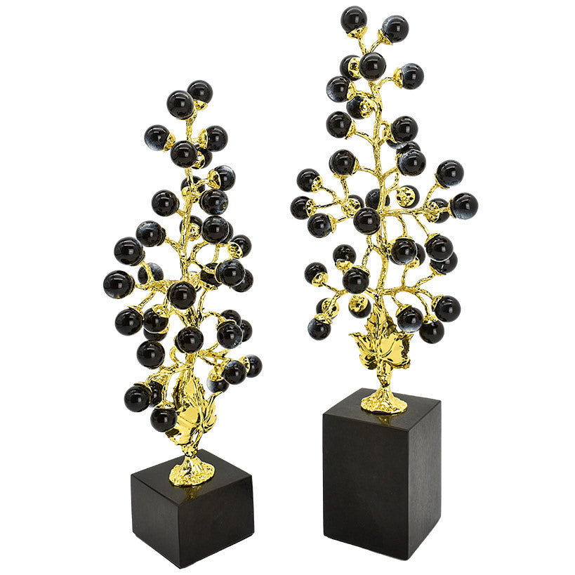 TREES WITH BLACK AGATE SET OF 2