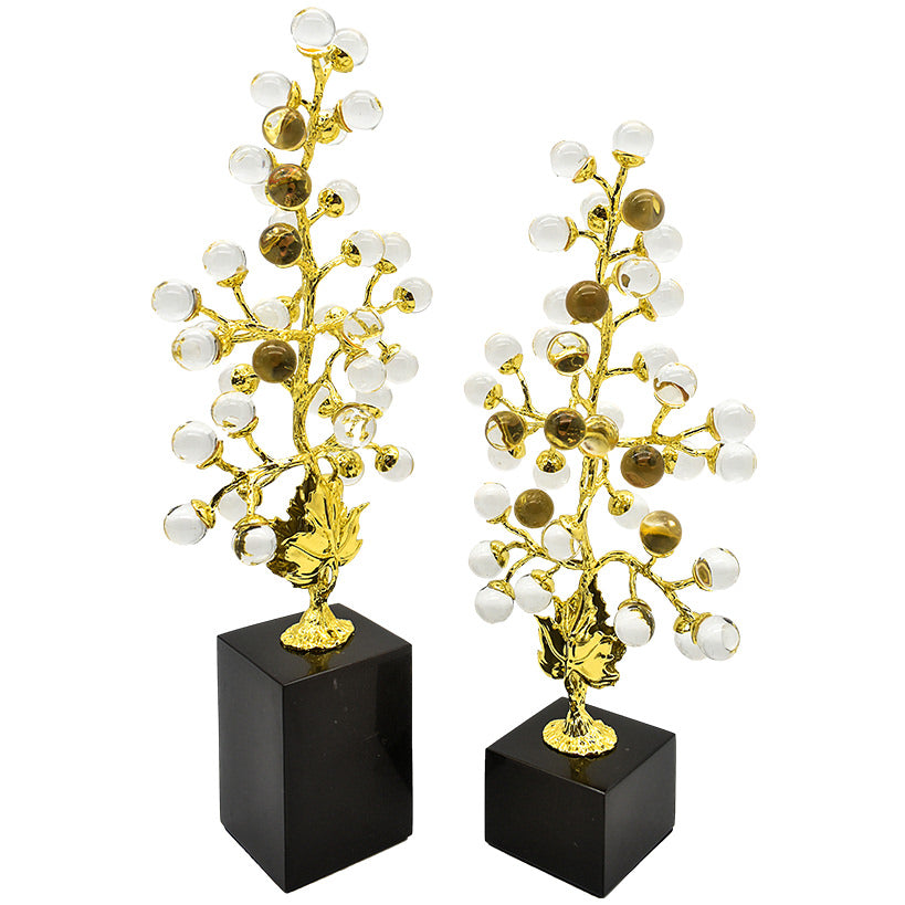 TREES WITH TRANSPARENT QUARTZ SET OF 2