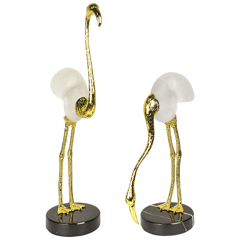 FLAMINGO WITH SHELL SKIRTS SET OF 2