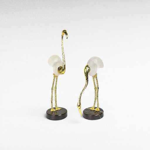 FLAMINGO WITH SHELL SKIRTS SET OF 2