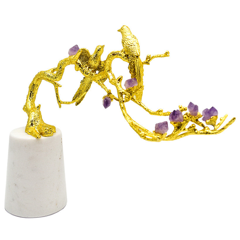 SINGING BIRD ON AMETHYST TREE