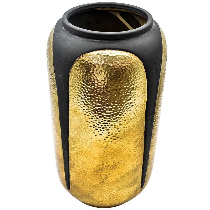 HAMMERED BLACK AND GOLD VASE 25.5x46cm - Chora Mykonos