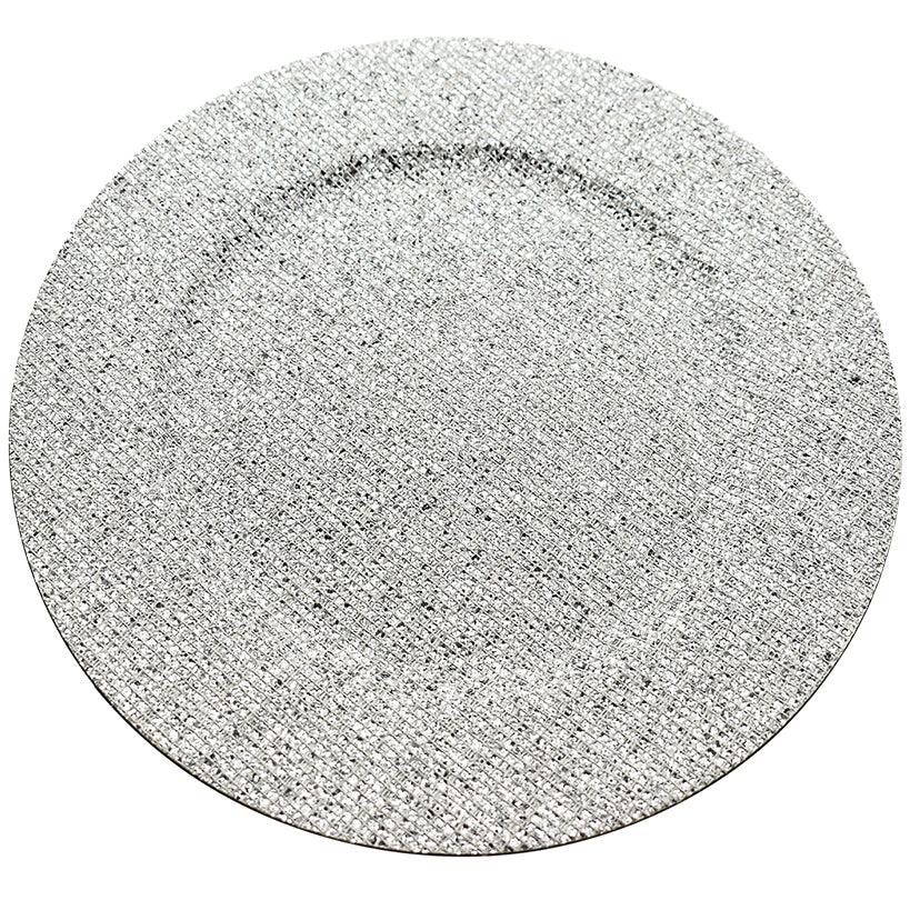 GLITTER SILVER SYNTHETIC TABLE MAT 33x33cm - Chora Mykonos