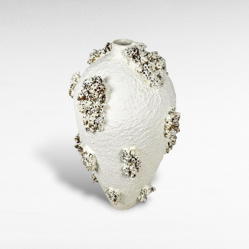 TERRACOTTA WHITE PLANTER WITH CORALS W50 |D50 |H100 CM