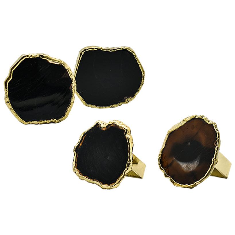 NAPKIN RING BLACK AGATE SET OF 4 - Chora Mykonos