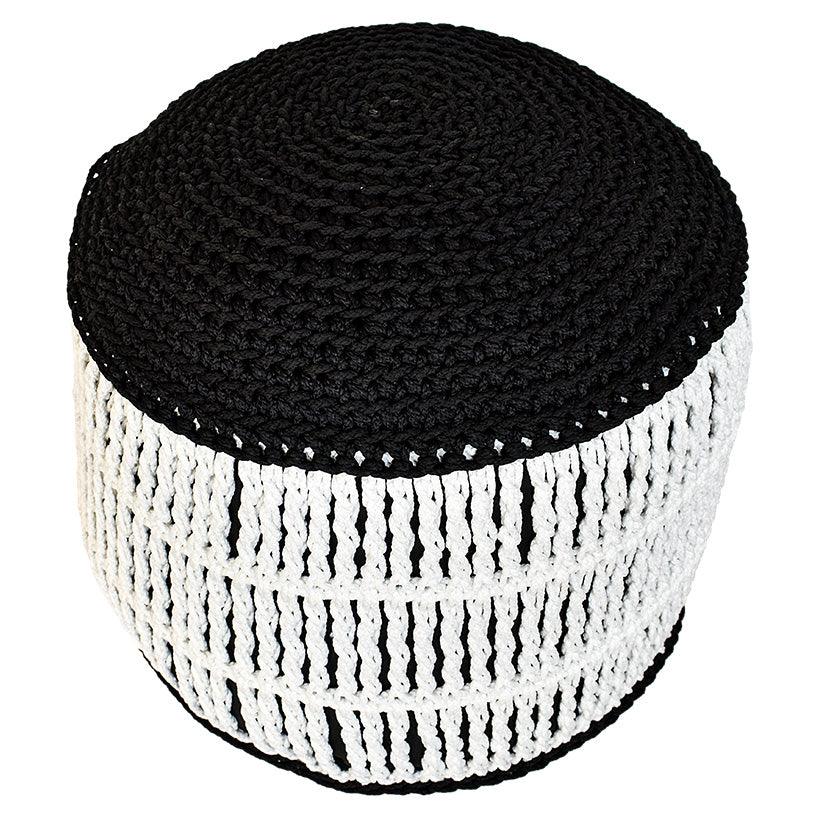 POUF ROPE WHITE-BLACK - Chora Barefoot Luxury Living