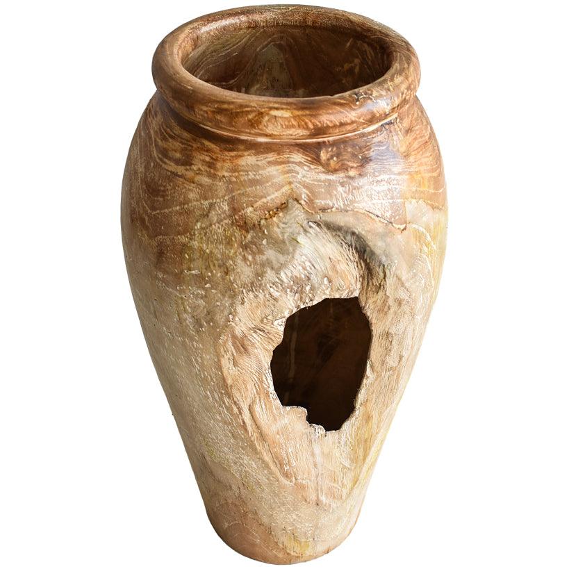 VASE NATURAL WOODEN - Chora Mykonos
